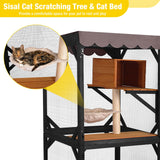Aivituvin Catio Outdoor Cat Enclosure on Wheels Indoor Kitty House with Cat Bed, Scratching Post, Jumping Platforms, Waterproof Roof Aivituvin