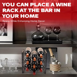 KAHLHAK Countertop Wine Rack - 9 Bottle Freestanding Modern Black Metal Wine Holder - 3 Tier Tabletop Wine Stand for Cabinet, Pantry, Bar - Durable & Space-Saving Wine Storage Organizer (2) KAHLHAK