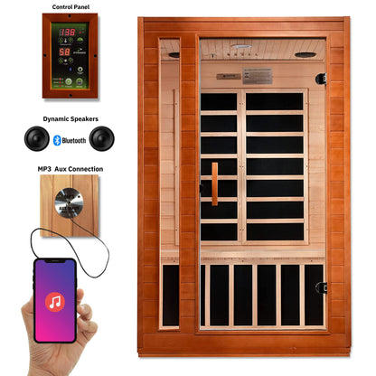 Dynamic Cardoba DYN-6203-01 Elite Ultra Low EMF (Under 3 MG) FAR Infrared Sauna - Curb Side Delivery - WoodArtSupply