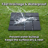 Plastic Interlocking Deck Tiles (44 PCS), 12x12 Inches Waterproof Outdoor Patio Flooring, Easy Snap Balcony Floor Tiles for Garden, Poolside, Backyard, Pathway, Indoor Use, Dark Grey, Grid Pattern Generic