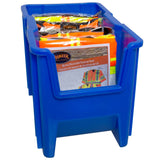 Akro-Mils 13014 Stak-N-Store Heavy Duty Stackable Open Front Plastic Storage Container Bin, (17-1/2-Inch x 11-Inch x 12-1/2-Inch), Blue, (4-Pack) Akro-Mils