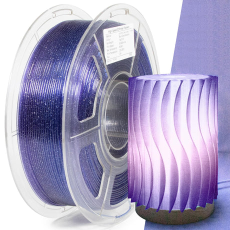 iSANGHU Shiny Clear 3D Printer Filament 1.75mm, High Speed PETG for 30-600mm/s, Blue to Purple Gradient Filament with Sparkling Glitter, Transparent PETG Filament 1kg(2.2lbs) Spool iSANGHU