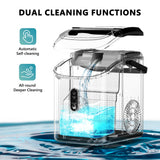 EUHOMY Nugget Ice Maker Countertop with Handle, Ready in 6 Mins, 34lbs Per Day, Removable Top Cover, Auto-Cleaning, Portable Sonic Ice Maker with Basket and Scoop, for Home/Party/RV/Camping (Black) EUHOMY