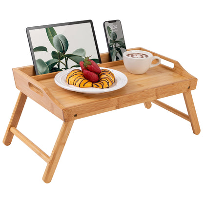 ROSSIE HOME Bamboo Wood Bed Tray, Lap Desk with Phone Holder - Fits up to 15.6 Inch Laptops and Most Tablets - Natural - Style No. 78007, Medium - WoodArtSupply