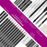 HIFORNY 42 PCS Drawing Set, Sketching Kit with Graphite & Charcoal Pencils, Blending Tools, Erasers & Accessories, Portable Zippered Travel Case for Artists & Beginners HIFORNY