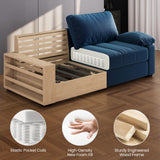 Yaheetech 79" Sofa Couch Modern Velvet Couch with Removable Covers & USB Ports Oversized Loveseat Sofas with Storage Pockets for Living Room Bedroom Apartment Blue Yaheetech