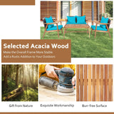 Tangkula 8-Piece Patio Furniture Set, Outdoor Acacia Wood Conversation Set with Cushions and Coffee Table, Outdoor PE Wicker Sectional Sofa Set for Garden, Poolside and Backyard (2, Turquoise) Tangkula