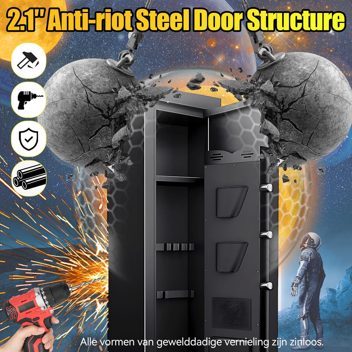 TXTDPL Gun Safe,with Alarm System and Biometric Gun Cabinet,Quick Access Shotgun Rifle Gun Safe,with 2 Pistol Pouches,Silent Mode,Adjustable Gun Rack,No Assembly,11" D x 11.8" W x 52" H,Black TXTDPL