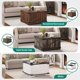 YITAHOME Farmhouse Lift Top Coffee Table for Living Room, Square Wood Coffee Table with Large Hidden Storage Compartment, Rustic Cocktail Table with Hinged Lift Top for Home Office, Reclaimed Barnwood YITAHOME
