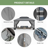 12' x 16' Hardtop Gazebo,Outdoor Galvanized Steel Metal Double Roof Gazebo with Curtains and Netting for Patios, Gardens, Lawns,Grey Kullavik