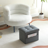 Hamgtrion Ottoman Storage Ottoman Collapsible Ottoman with Storage Foot Rest Small Ottoman with Side Pocket Foot Stools for Living Room Grey L17W13H13inches Hamgtrion