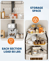 GAOMON 4-Tier Corner Wine Rack, Freestanding Foldable Bar Cabinet, Industrial Metal and Wood Wine Storage Shelf for Small Spaces, Living Room & Kitchen, Grey GAOMON