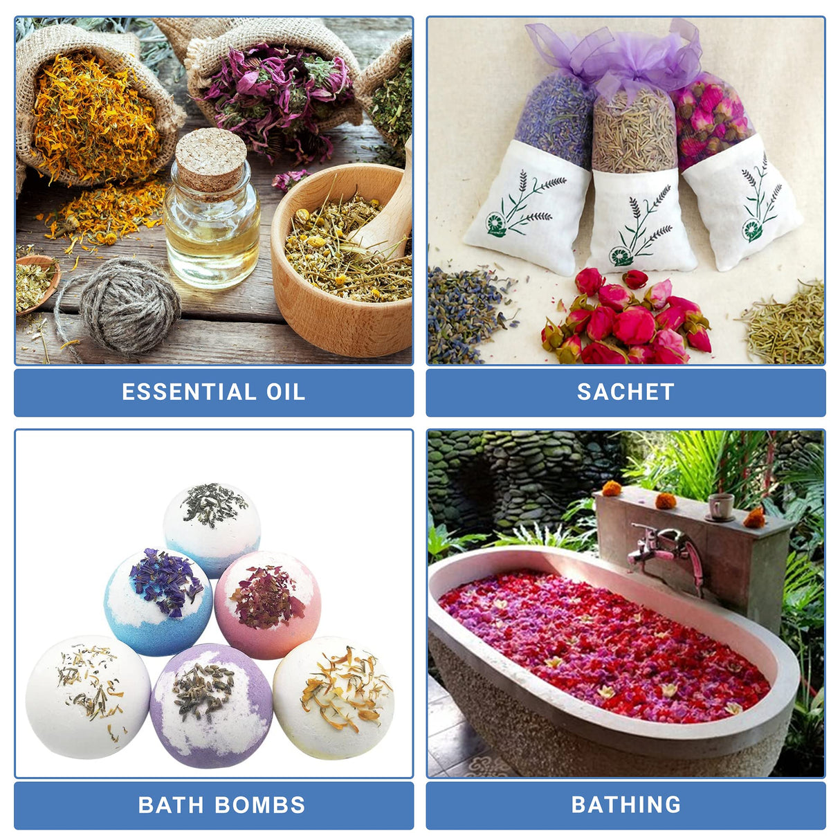 16 Bags Dried Flowers for Soap Making, Dried Flowers for Candle Making, Soap Flowers and Dried Herbs for Candle Oil, Bath Bombs. Essential Fragrant – The Best Variety of Grade A Flowers TOPITOP