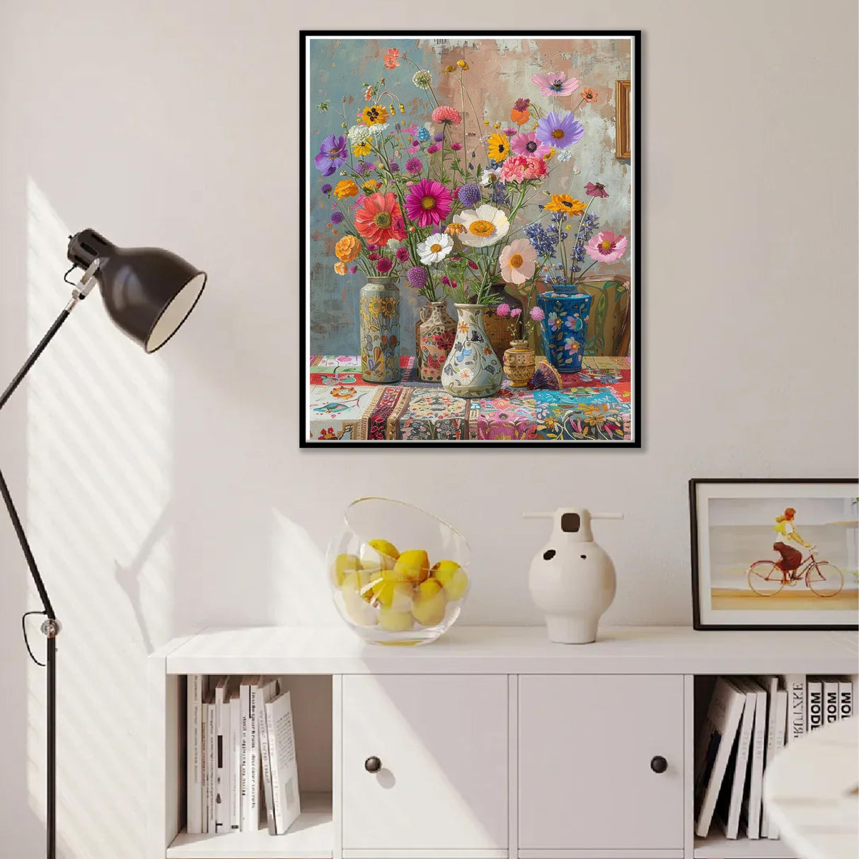 Ausanrl Flowers Framed Paint by Numbers Wooden Easel-Adult Paint by Number Kits on Canvas Framed,Paint by Number Adult,Paint by Numbers with Frame,Gifts and Home Wall Decor 12x16inch Ausanrl