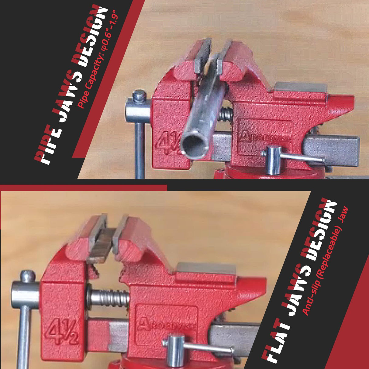 AROEDVISE Home Vise 4-1/2" Jaw Width Bench Vise with a 3 Inch Jaw Opening Home Vise for Woodworking, Drilling, Cutting Cast Iron Red AROEDVISE