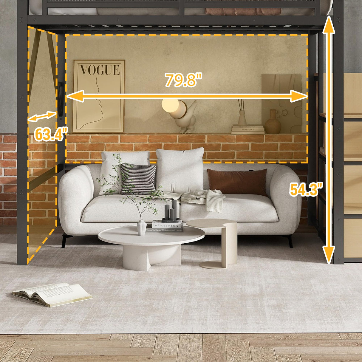 Aurnienofus Queen Size Loft Bed with Stairs and Storage, Metal Loft Bed Frame with Bedside Shelf and Large Under-Bed Space, Heavy-Duty Beds for Adults Teens and Kids, Black Aurnienofus