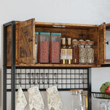 IRONCK Bakers Rack with 2 Storage Cabinets and Power Outlet, 45.3 Inch Industrial Coffee Bar Cabinet Shelves, Kitchen Microwave Stand with Storage, Vintage Brown IRONCK