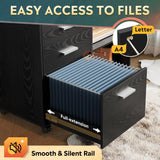 DEVAISE 3 Drawer Mobile File Cabinet, Wood Lateral Filing Cabinet, Printer Stand with Open Shelves for Home Office, Black DEVAISE