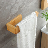 Taozun Towel Holder - Self Adhesive Bamboo Towel Rack, Decorative Natural Wooden Towel Rail for Bathroom, 8 Inch Wall Mounted Towel Bar for Kitchen Taozun
