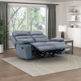 Lexicon 64" W Manual Reclining Loveseat, Top Grain Leather Match Reclining Love Seat, Home Theater Seating, Wall Hugger Recliner Couch, Manual Double Recliner RV Couch for Living Room, Blue Lexicon