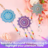 Macarrie 3 Pack Rhinestone Painting Suncatcher Wind Chime Double Sided Crystal Rhinestone Painting Hanging Ornament Flower Shape Suncatcher Kit for Adults DIY Window Home Garden(Fresh Style) Macarrie