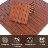 MCombo 10 Pieces Patio Wood Deck Tiles 12 x12 inches, Interlocking Deck Flooring Oiled Finish, Wood Tiles Resistant Water and Easy to Install for Outdoor Deck,Balcony and Backyard (Burgundy) MCombo