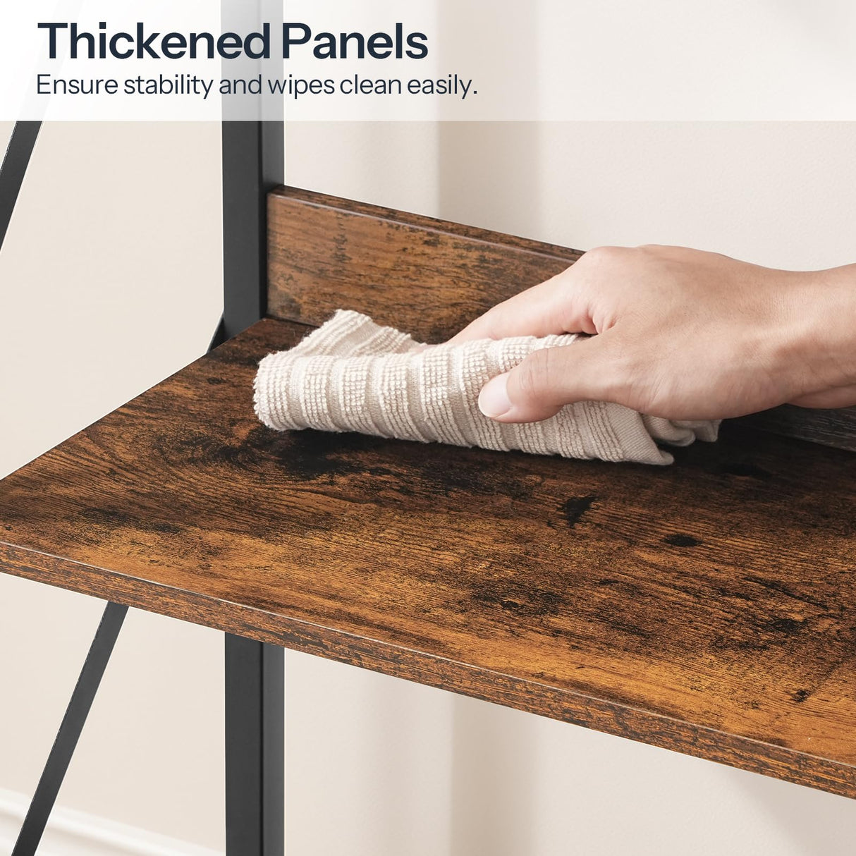 HOOBRO Ladder Shelf, 3-Tier Bookshelf, Corner Bookcase, Freestanding Storage Shelf Display Organizer, for Living Room, Bedroom, Home Office, Kitchen, Rustic Brown and Black BF303CJ01 HOOBRO