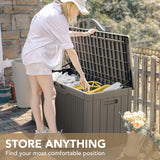 Devoko 100 Gallon Waterproof Resin Deck Box with Lockable Lid and Stylish Rattan Design for Indoor and Outdoor Storage Devoko