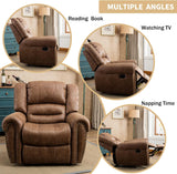 CANMOV Leather Recliner Chair Set of 2, Classic and Traditional Manual Recliner Chair with Comfortable Arms and Back,Manual Single Recliner Sofa for Living Room, Nut Brown CANMOV