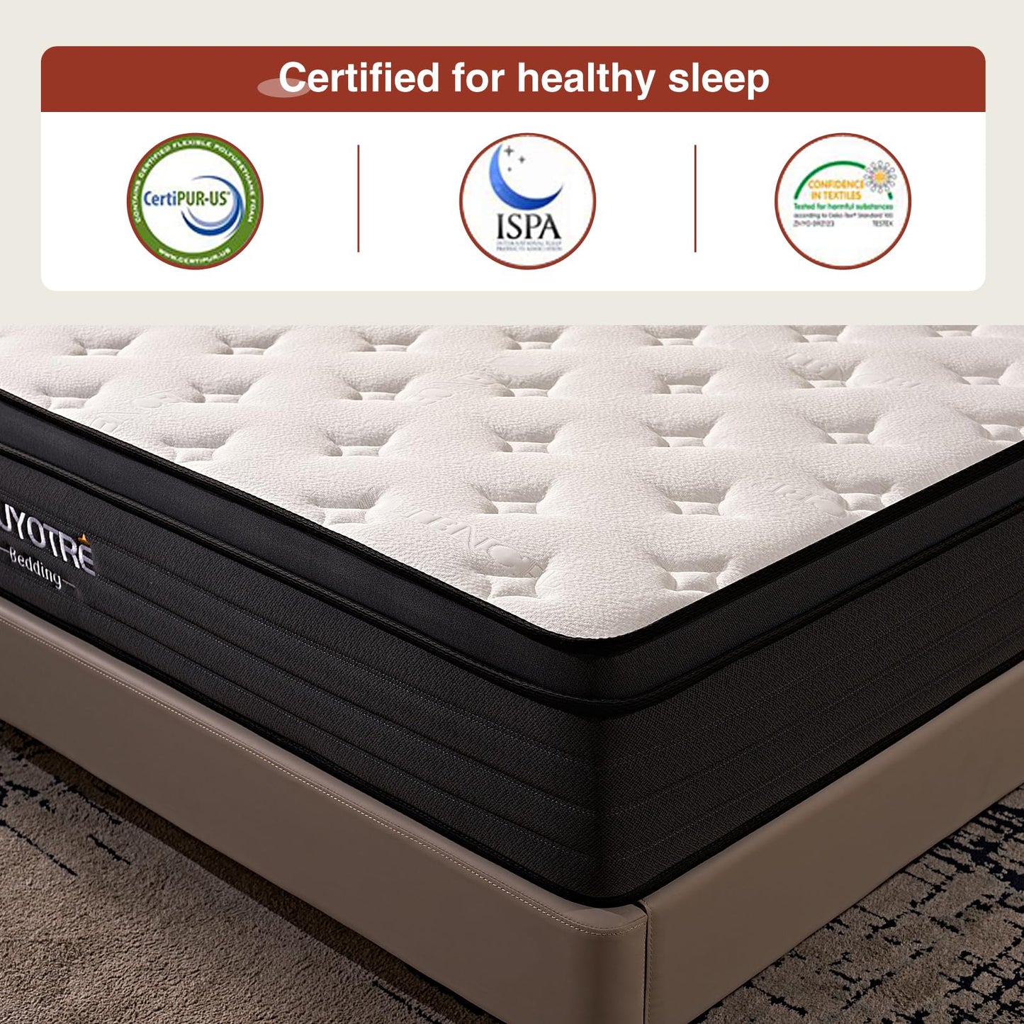 WUYOTRE King Mattress, 10 Inch King Size Hybrid Mattress in a Box,Cooling Memory Foam Bed Mattresses with Independent Spring,Soft and Breathable,Back Pain Relief,CertiPUR-US,Medium