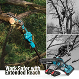 Seesii PS620 2-in-1 Electric Pole Saws: 6 Inch Mini Chainsaw Cordless with Extension Pole, 2Pcs Batteries, Brushless Chain Saw for Limb Branch Cutter, Battery Tree Trimmers Pruner,16Ft Long Reach Seesii
