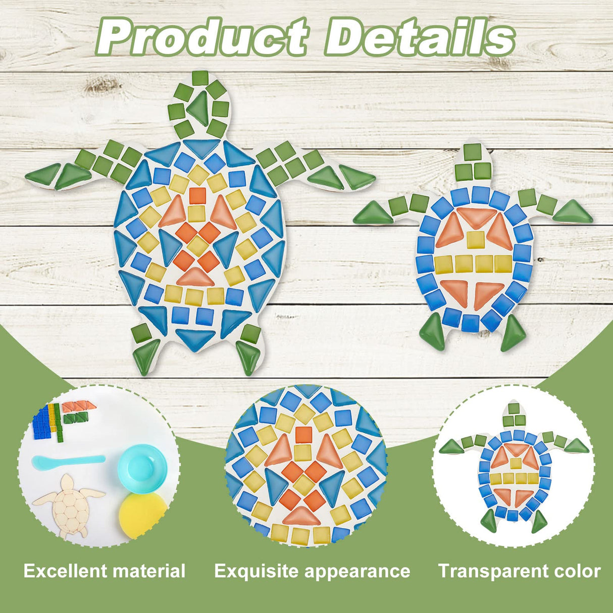 WEBEEDY 2 Set DIY Sea Turtle Mosaic Kit Wall Art Turtle DIY Craft Kit for Adults Patio Yard Pool and Garden Christmas Decor Crafts Gift for Fun Home Activities WEBEEDY