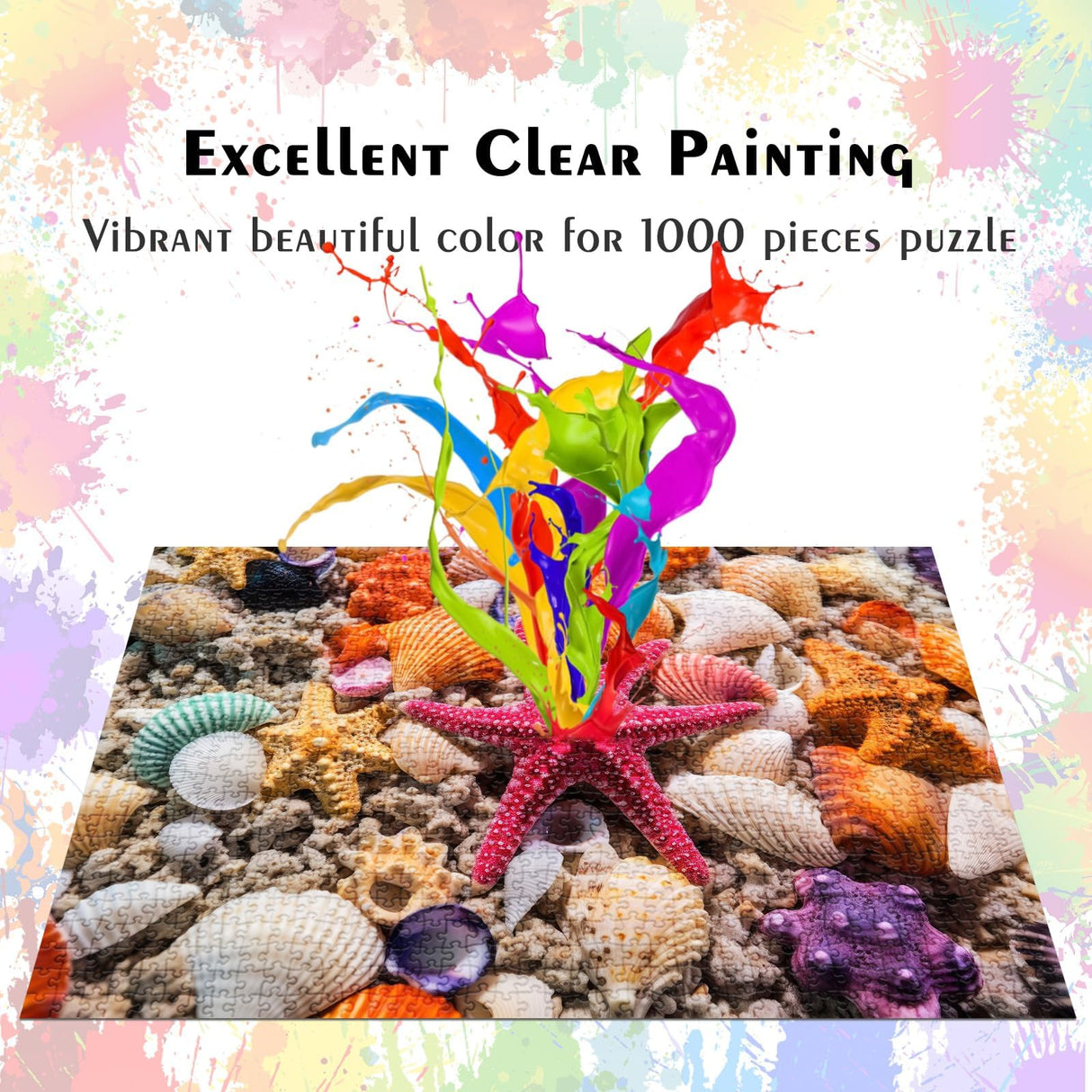 HUADADA Jigsaw Puzzles for Adults 1000 Pieces, Beach Shells Interlock Perfectly Letter on Back No Dust, Home Decor Birthday Party Toy for Men Women Elders Seniors (27.5"x19.6"), 1:1 Poster HUADADA