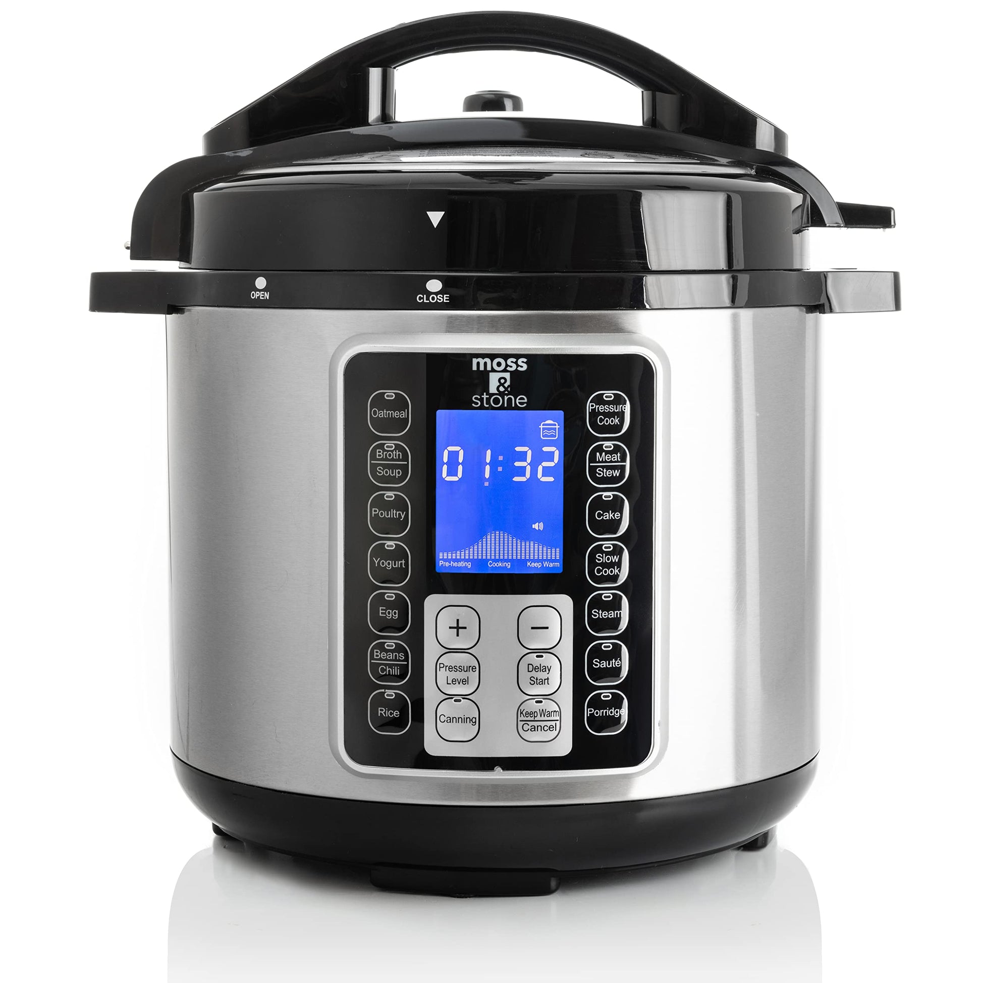 Moss & Stone Electric Pressure Cooker with Large LCD Display, Multi-Use 6 Quart Electric Pot, 14 in 1 Slow Cooker, Rice Cooker, Steamer Maker, Sauté, Yogurt Maker, Egg Cooker, Warmer & More - WoodArtSupply