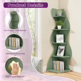 HIGREENA Corner Shelf, 5-Tier Corner Wall Shelf, Modern Corner Shelves Stand Bookcase, Small Display Storage for Living Room, Green HIGREENA