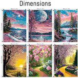 6 Pack Natural Scenery paint by numbers kit for adults,Pink Painting Unframed Easy Acrylic on Canvas11.8x15.7Inch, Acrylic Paint Kit for Adults Beginners,Paint by Numbers Canvas for Home Wall Decor RYMILIE