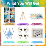 4 Pack Paint by Numbers for Adults with Framed Canvas - with Wooden Easel, Beach Paint by Number on Canvas, DIY Sea Turtle Acrylic Oil Painting Kits with Brushes for Home Wall Decor (8x12 inch) xackcme