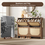 Nicetree Shoe Cabinet Storage for Entryway, Narrow Shoe Organizers with 4 Flip Drawers, Freestanding Large Shoe Rack with 3-Tier Adjustable Shelves for Hallway Nicetree