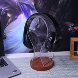 YuanDian Headphone Stand, Wood Headset Holder with Blue Pink LED Night Light for Gamers, Men, and Music Lovers - Ideal Desk Gift Idea YuanDian