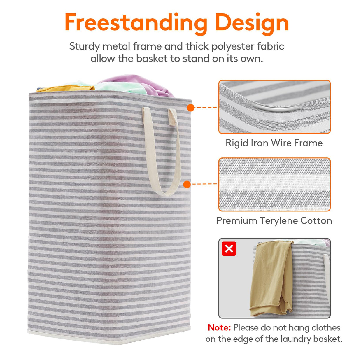 Lifewit 2 Pack Laundry Hamper Large Collapsible Laundry Baskets, Freestanding Waterproof Clothes Hamper with Easy Carry Handles in Laundry Room Bedroom Bathroom College Dorm for Adults, Grey, 2 x 80L Lifewit