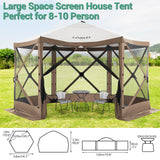 COBIZI 12x12ft Pop up Gazebo Screen Tent Screen House for Camping, Camping Outdoor Screened Gazebo with Mosquito Netting, Portable Hub Tent with Carrying Bag and Ground Stakes, Brown(Upgraded 2.0) COBIZI