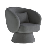 Swivel Accent Chair, Modern Upholstered Barrel Chair with 360° Swivel, Soft Teddy Fabric & Extra Lumbar Pillow, Stylish Round Accent Chair for Living Room, Bedroom, Nursery – Darkgrey,2PC COLAMY