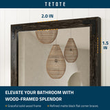 TETOTE 40 x 30 Inch Black Rustic Bathroom Wood Framed Mirror for Over Sink, Farmhouse Natural Dark Black Wooden Rectangle Decorative Wall Mirror, Horizontal/Vertical, Easy to Install TETOTE