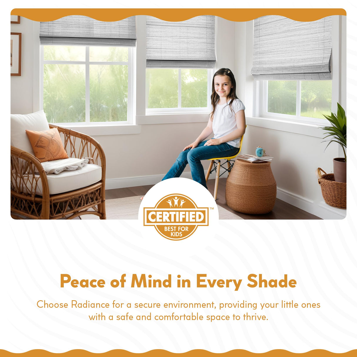 Radiance Cordless Bamboo Roman Shades for Windows - Bamboo Blinds for Semi-Private Light Control - Easy to Lift & Fold Up Window Shades - White - 39" W x 64" L - (2215338E) Radiance