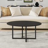 VERFARM Oval Coffee Table for Living Room, Center Table Tea Table with Metal Frame for Living Room Home Office, Small Space, Easy Assembly, Black VERFARM