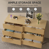 Buenhomino 6 Drawer Dresser for Bedroom, 47" Wide Modern Chest of Drawers with Fluted Design, Dresser TV Stand, Boho Storage Wood Dresser Organizer for Living Room, Hallway, Closet, Entryway Natural Buenhomino