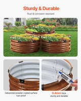 VEVOR 3 Pcs 2x2x1ft Round Galvanized Raised Garden Bed Kit, Outdoor Metal Raised Beds for Gardening Vegetables, Easy Assembly Garden Planter Box for Flowers Fruits with Open Base VEVOR