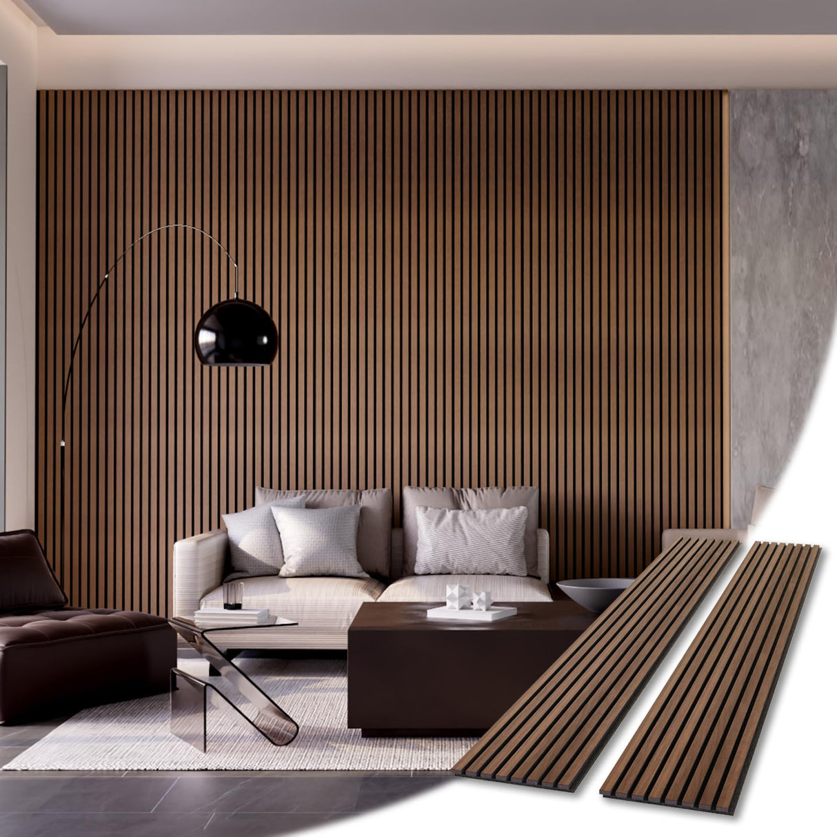 Wood Wall Panels, 2-Pack 94.5" x 12.6" Soundproof Wall Panels, Wood Slat Wall Panels for Wall Decor, Walnut AEVDOY