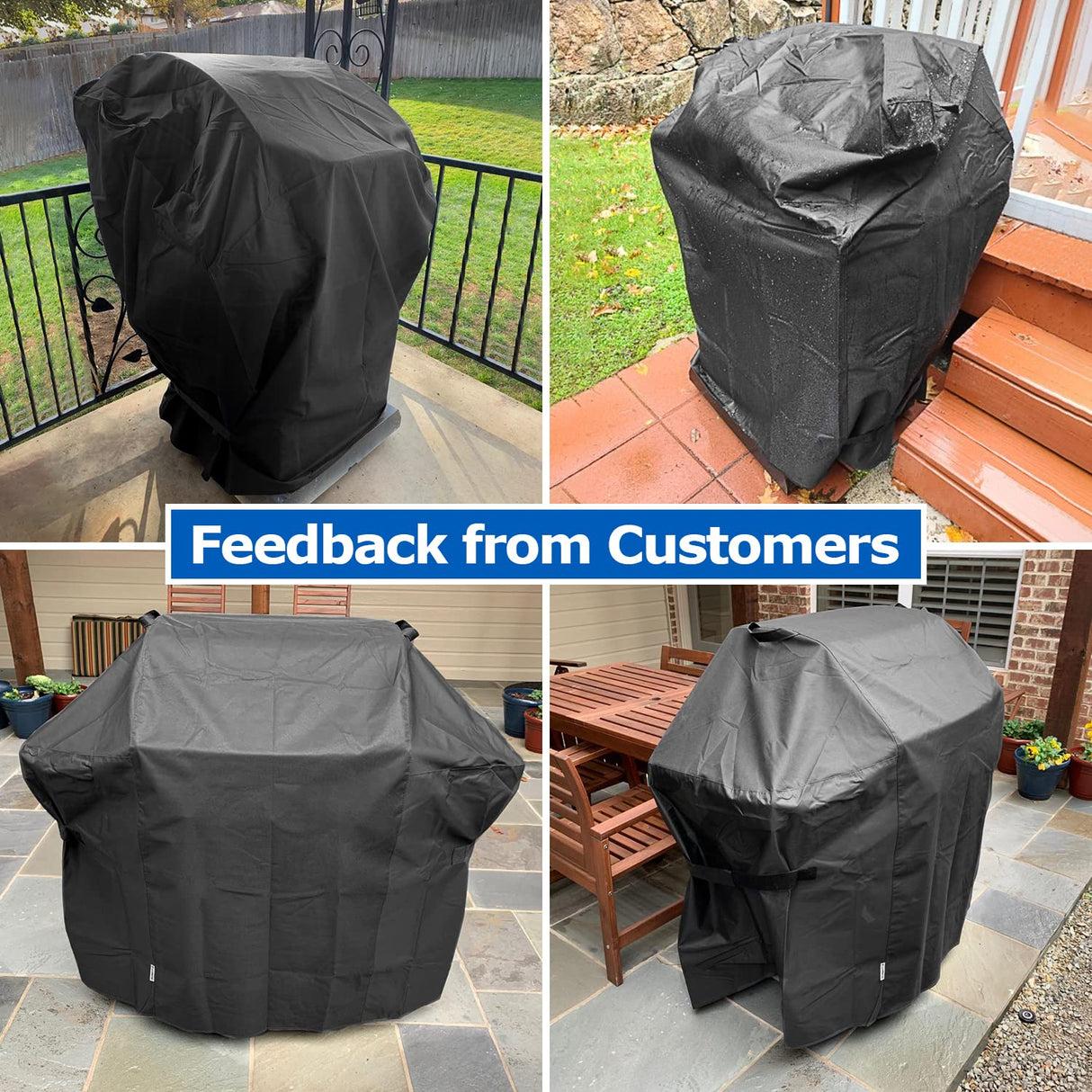 SunPatio BBQ Grill Cover 52 Inch, Outdoor Durable Waterproof Gas Barbecue Cover, Compatible for Weber Spirit 200 and 300 Series, Charbroil and Kenmore Grills, Compared to Weber 7106, 52" x 26" x 43"H SunPatio
