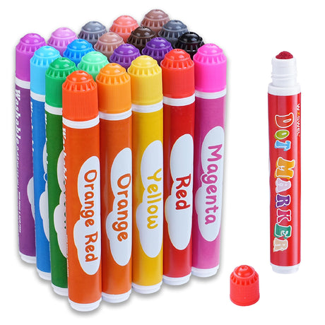 WOSWEL Dot Markers, 20 Colors Washable Dot Paint Markers for Toddlers Kids Preschool, Bingo Daubers Supplies, Painting Art and Crafts Kits Coloring Set, Class Valentine Gift Art Party WOSWEL